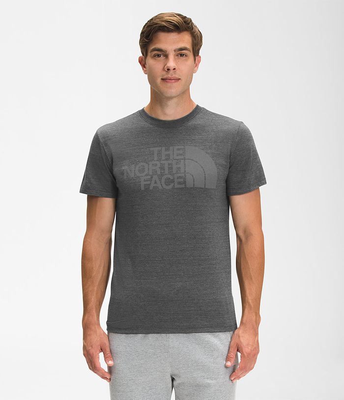 The North Face T-Shirts Short Sleeve Half Dome Tri-Blend Dark Grey - Mens - Thailand YWIDX-7021